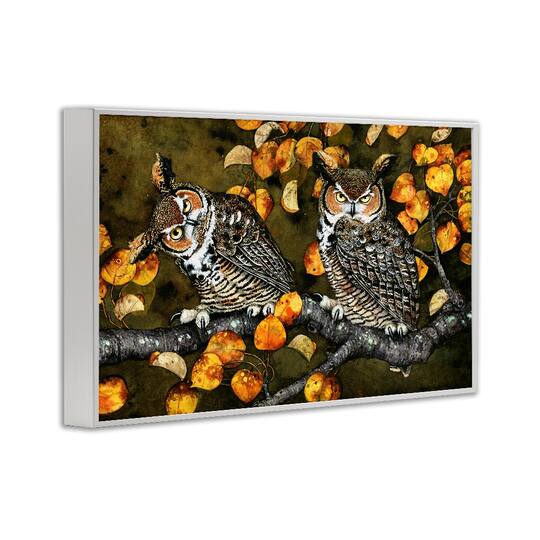 Stupell Industries Inquisitor Owls Autumn Branch Framed Giclee Art